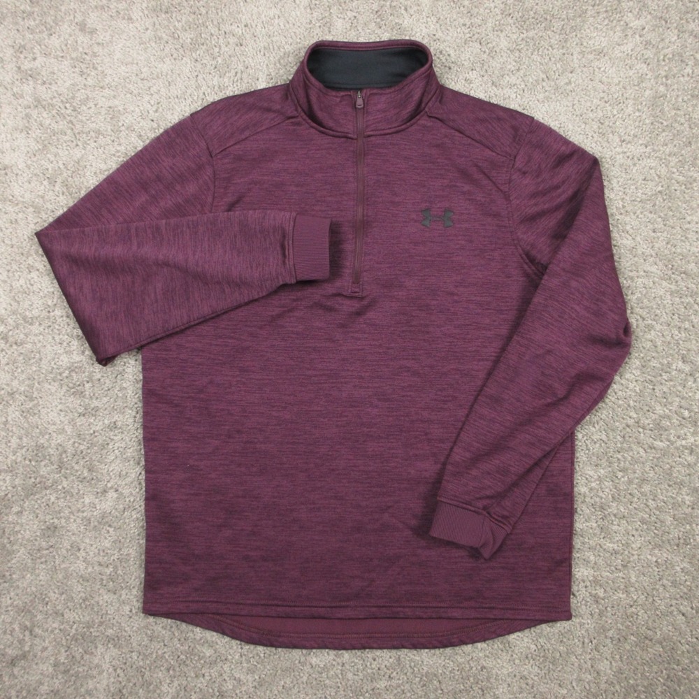 Under Armour Sweater Mens Medium Purple Cold Gear Fleece Golf 1/4 Zip Pullover